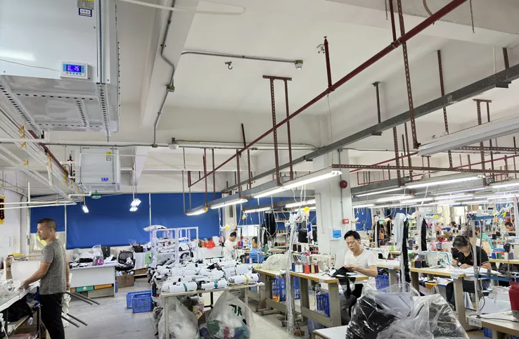 制衣服装厂厂房降温改造案例,冷风哥落地服装厂厂房散热改造项目